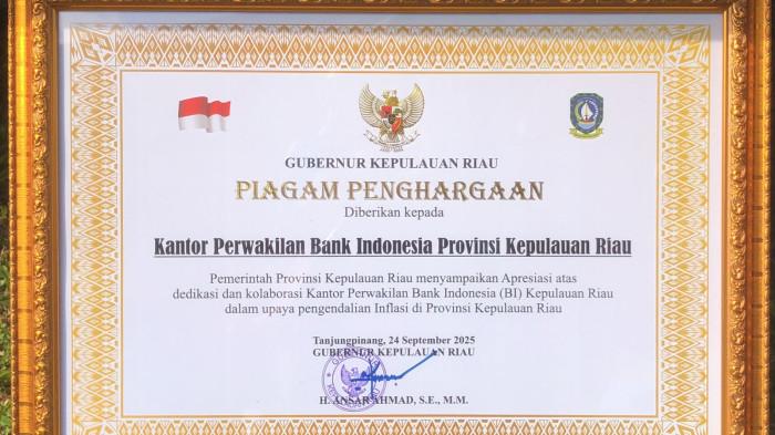 Bank Indonesia Kepri Meraih Dua Penghargaan di Hari Jadi ke-23 Provinsi, Bukti Sinergitas Nyata