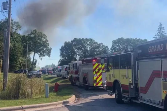 Fire engines at the scene