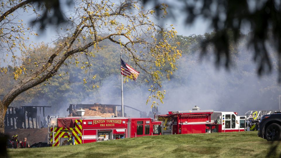 Emergency services respond to a shooting and fire at the Church of Jesus Christ of Latter-day Saints in Grand Blanc, Michigan, on September 28, 2025. - Bill Pugliano/Getty Images