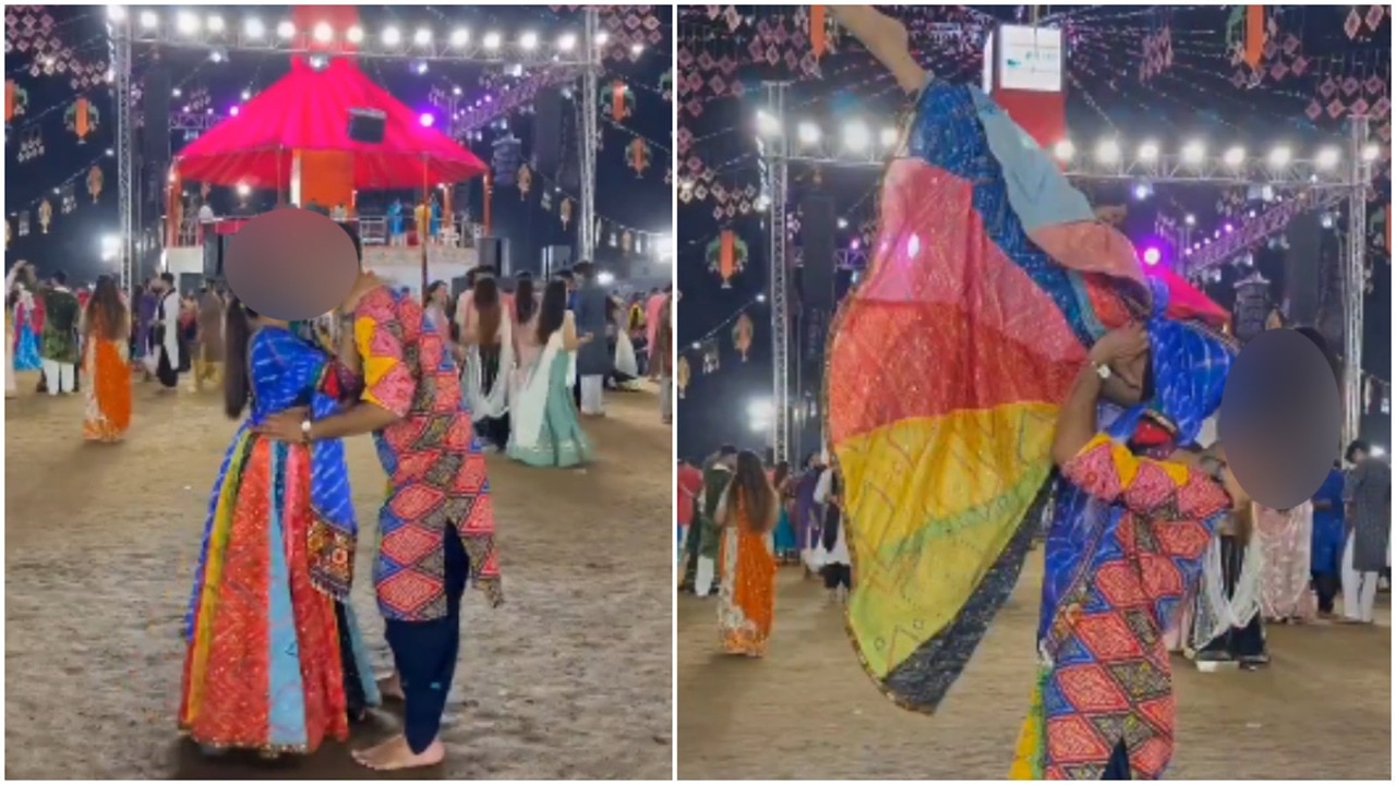 Viral video of NRI couple kissing at Garba event in Vadodara leaves