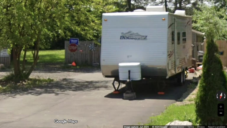A June 2025 snapshot from Google Maps shows a Trump sign outside the suspect's home. / Google Maps