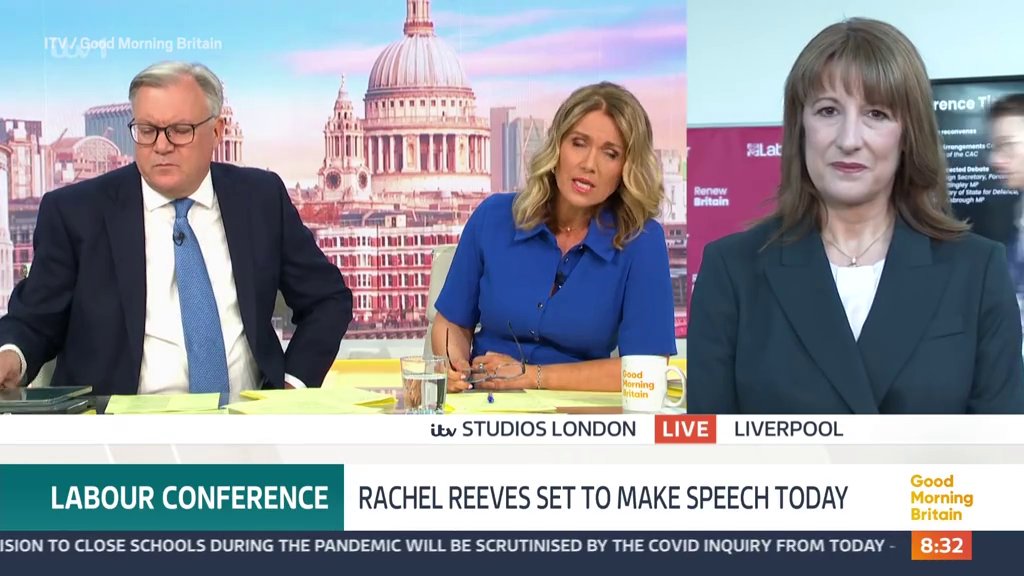 Ed Balls and Reid spoke to the chancellor about the budget (Picture: ITV/ GMB)