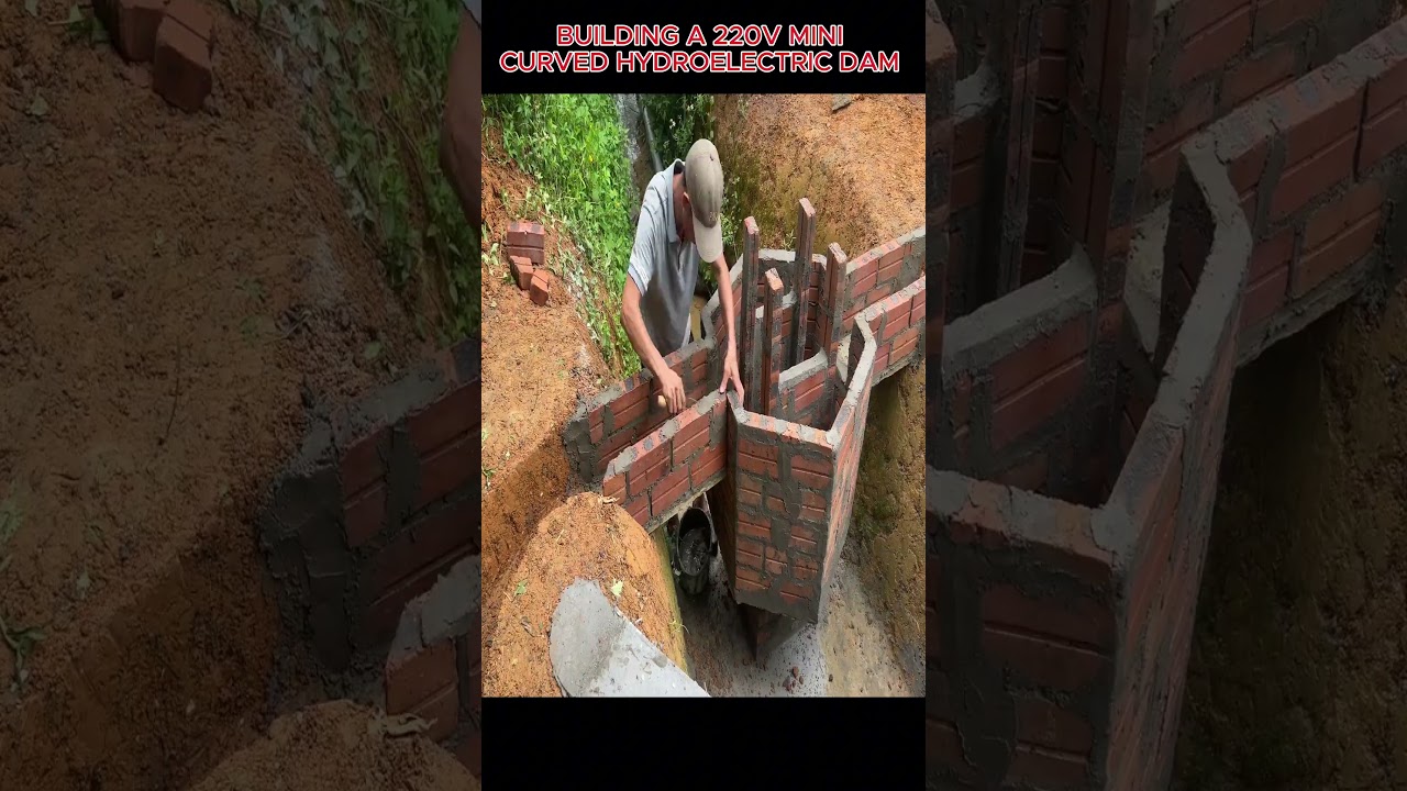 Building a mini curved hydroelectric dam with unique turbines #mini # ...