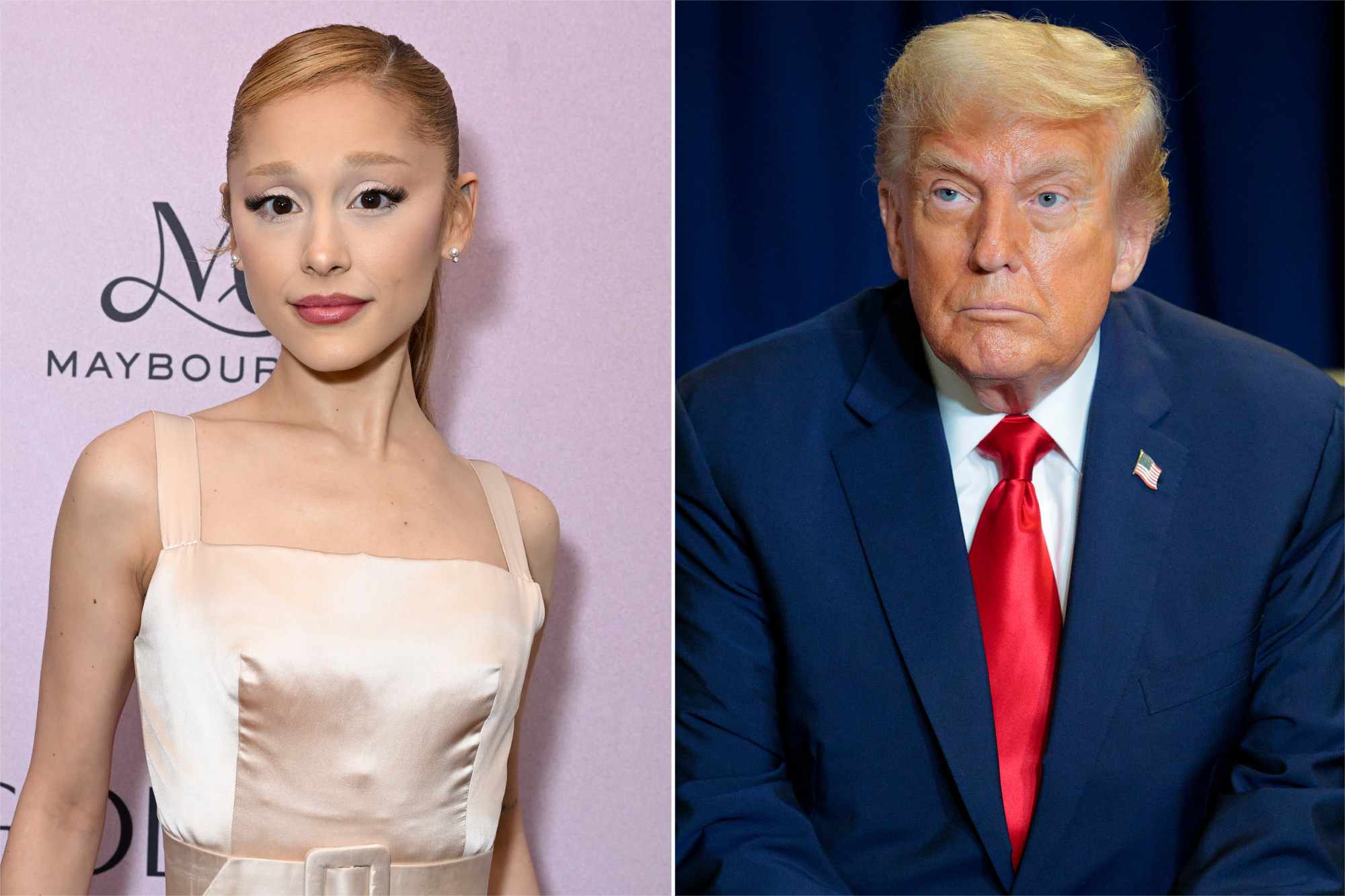 Gilbert Flores/Penske Media via Getty; Chip Somodevilla/Getty Ariana Grande in 2024; President Donald Trump on Sept. 23, 2025
