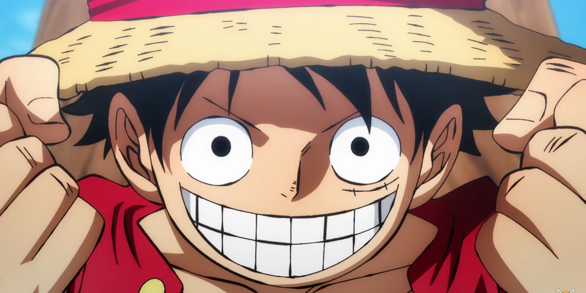 One Piece Luffy anime featured image - Monkey D. Luffy grinning and pumping his fists