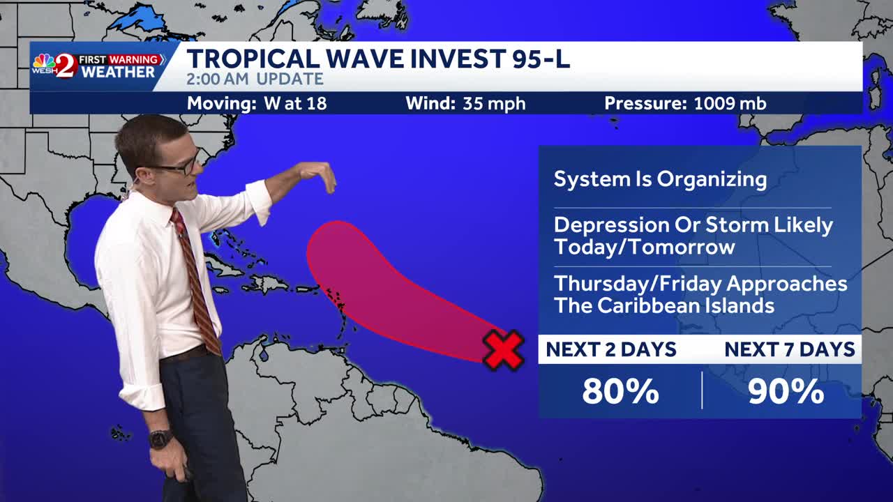 Tropical depression expected to form as Invest 95-L continues to organize