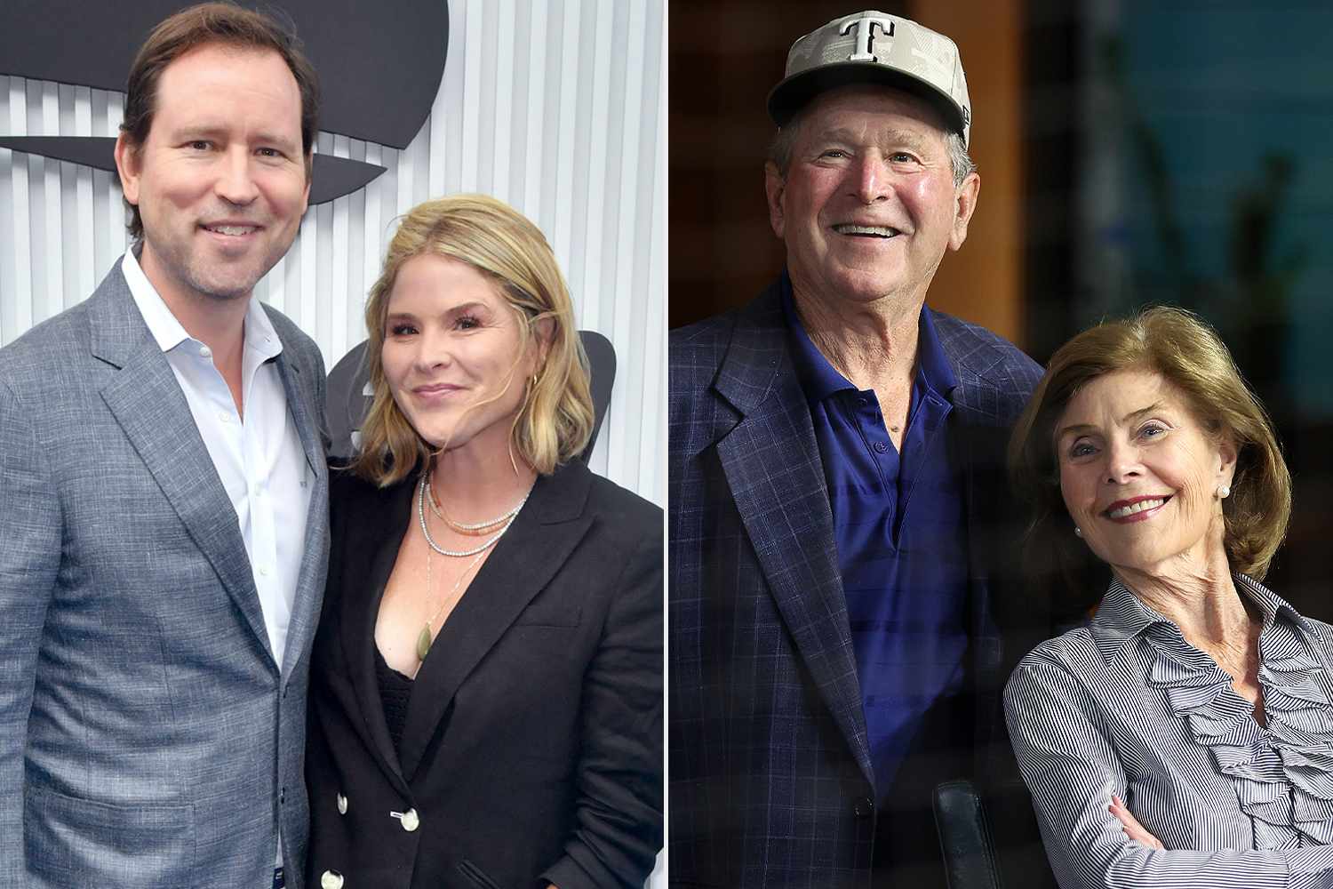 Stephen Lovekin/Shutterstock; Sam Hodde/Getty Henry Hager and Jenna Bush Hager; George W. Bush and Laura Bush