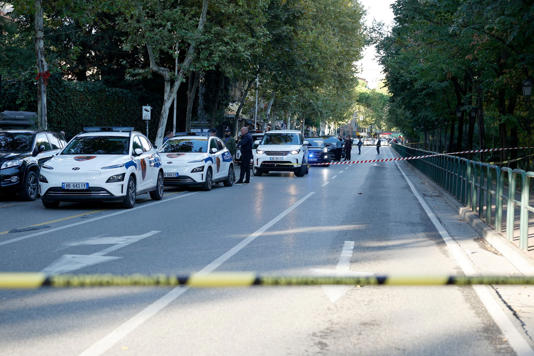 The scene was closed off and three people were arrested in connection to the shooting on Monday (AFP via Getty Images)
