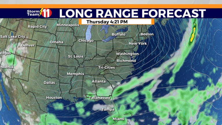 Scattered showers and thunderstorms tonight and early Wednesday