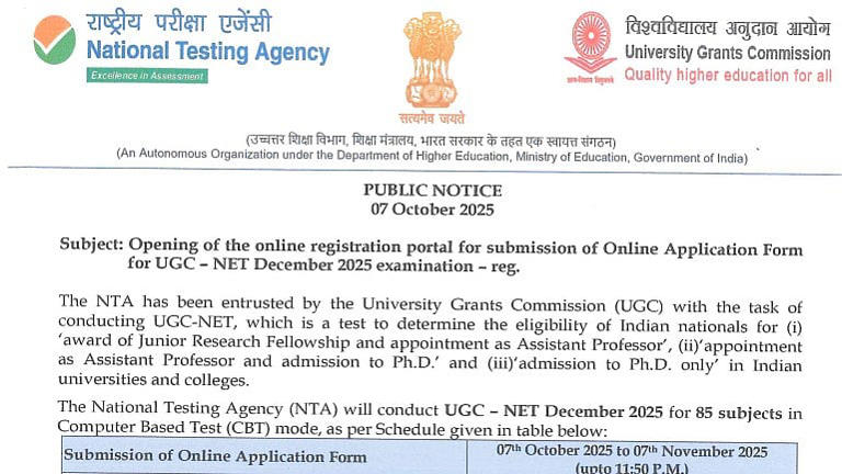UGC NET December 2025 Notification Out: Apply Online At ugcnet.nta.nic ...