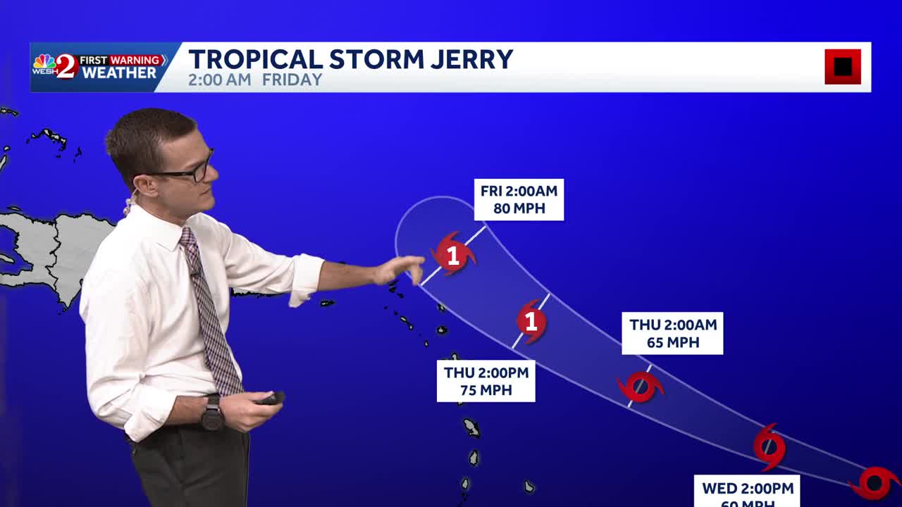 Tropical Storm Jerry expected to become next hurricane in the Atlantic ...