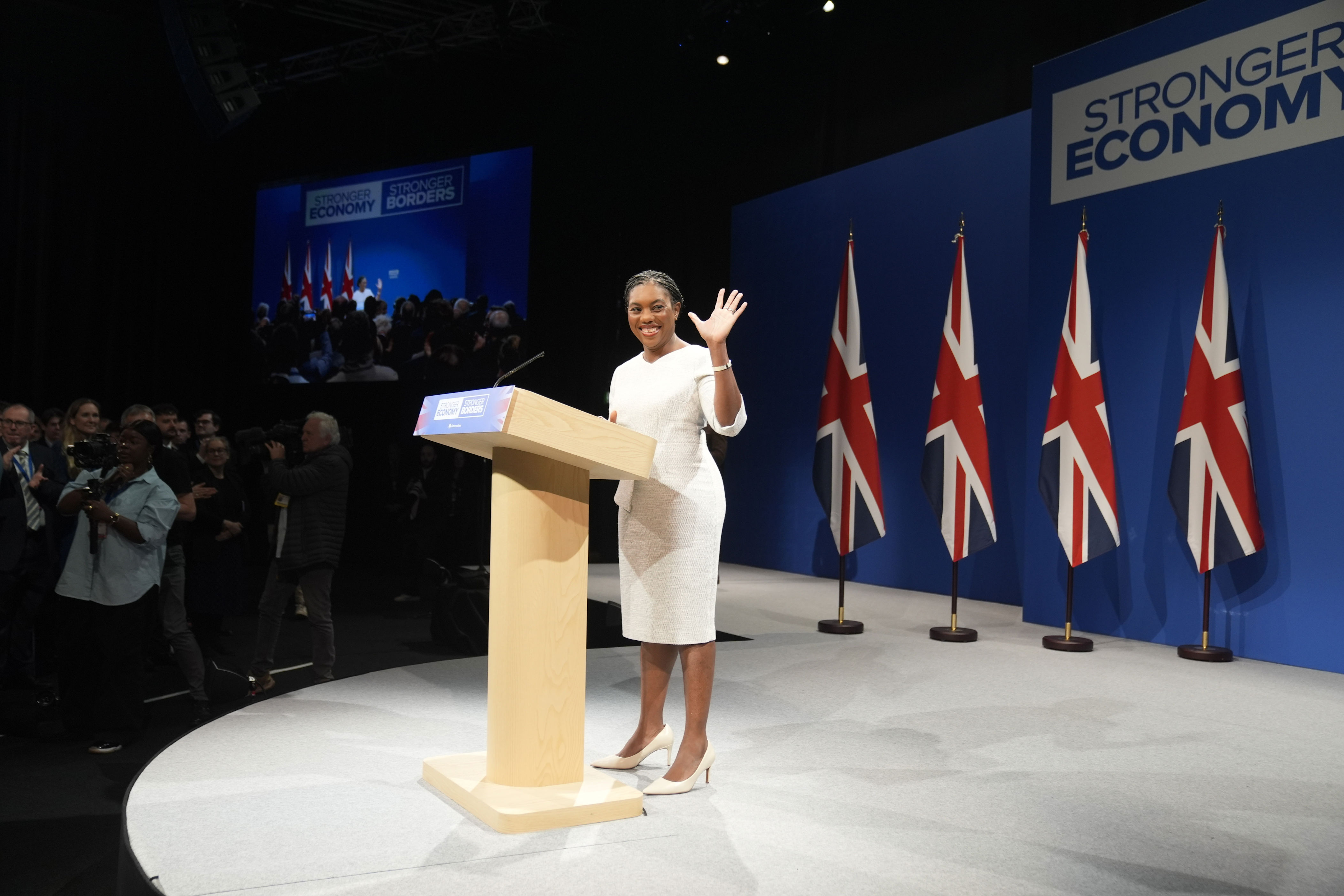 Kemi Badenoch’s address brought to a close a conference that had been overshadowed by questions about her leadership and the threat from Reform UK (Danny Lawson/PA) (PA Wire)