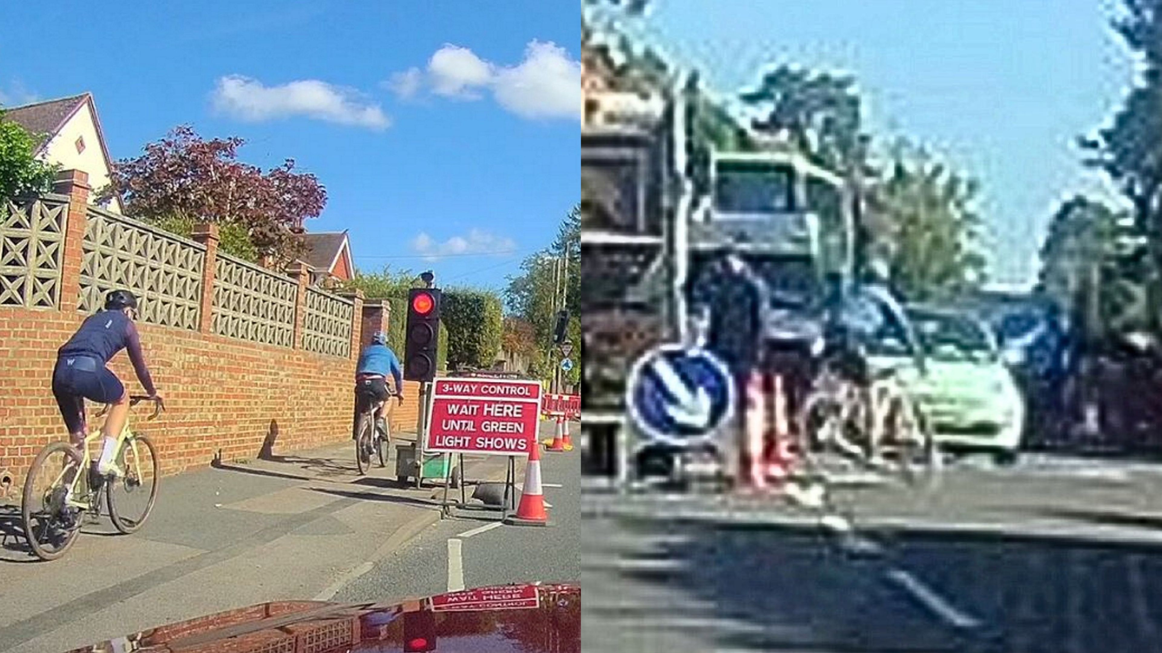 Cyclist gets instant karma after running red light - straight into path ...