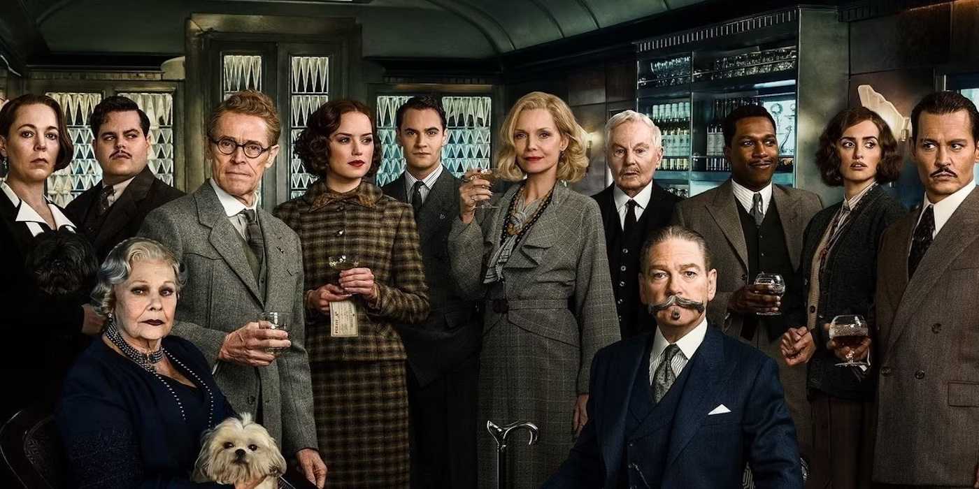 Kenneth Branagh's Murder on the Orient Express cast photo.