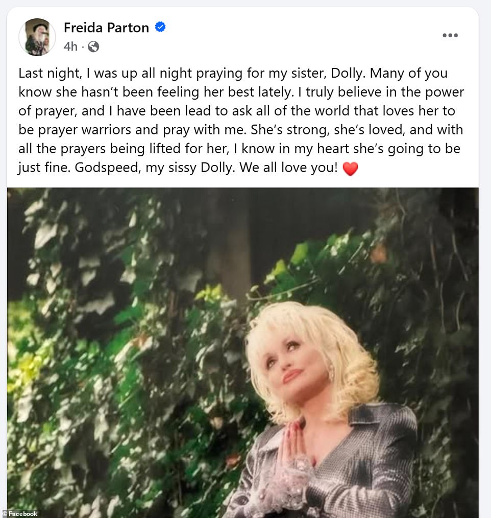 Dolly Parton's sister plea for prayers amid icon's mystery illness