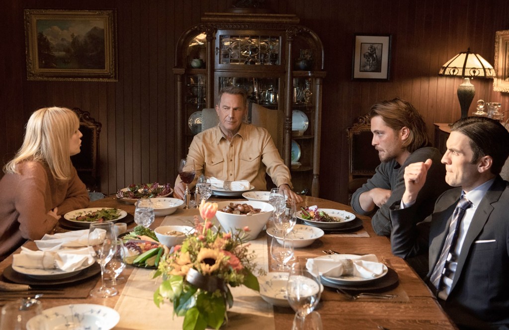 Costner was filming a tense scene with Bentley and Reilly on a soundstage in Utah.