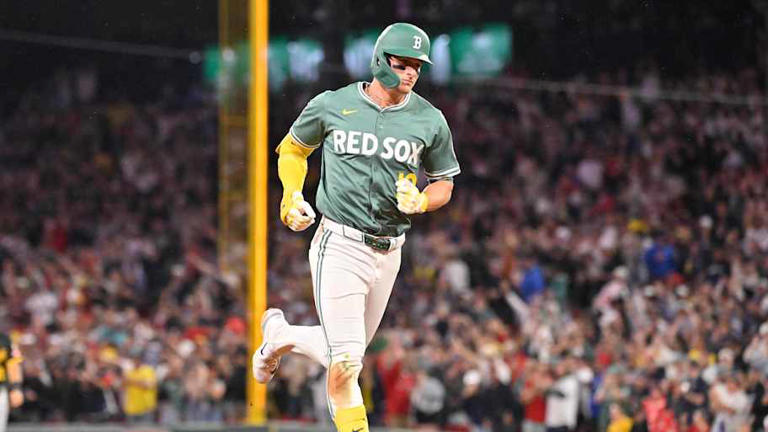 Aug 29, 2025; Boston, Massachusetts, USA; Boston Red Sox right fielder Roman Anthony (19) rounds the bases after hitting a home run against the Pittsburgh Pirates during the fifth inning at Fenway Park. Mandatory Credit: Eric Canha-Imagn Images | Eric Canha-Imagn Images