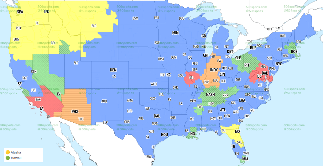 Ravens vs. Rams: TV broadcast map for Week 6 NFL games