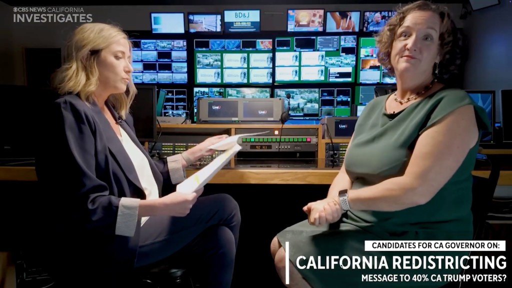 California gubernatorial hopeful Katie Porter tries to storm out of CBS ...