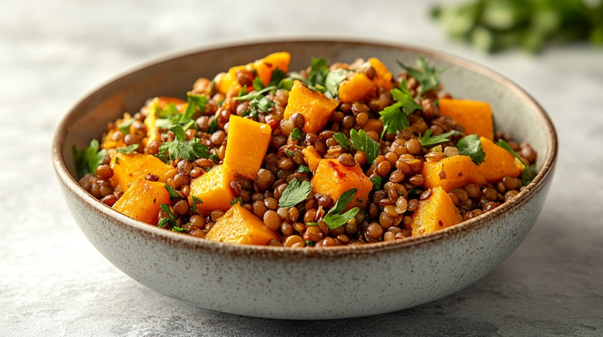 Linsen-Kürbis-Salat: gesunder Sattmacher