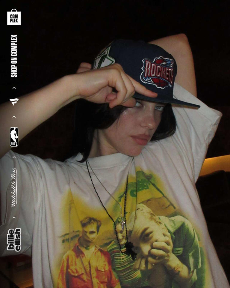 Billie Eilish ライブキャップ Billie Eilish collabs with NBA to make snapback hat for Rockets