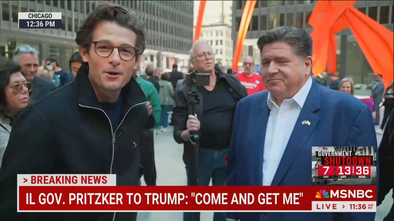 Pritzker Dares Trump to ‘Come and Get Me’ In Cozy MSNBC Interview