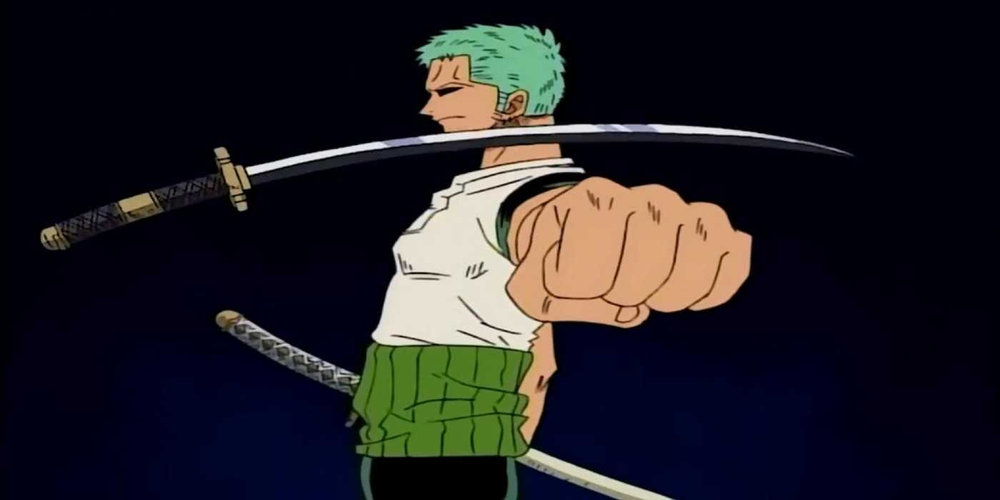Roronoa Zoro tests his luck against Sandai Kitetsu III in One Piece