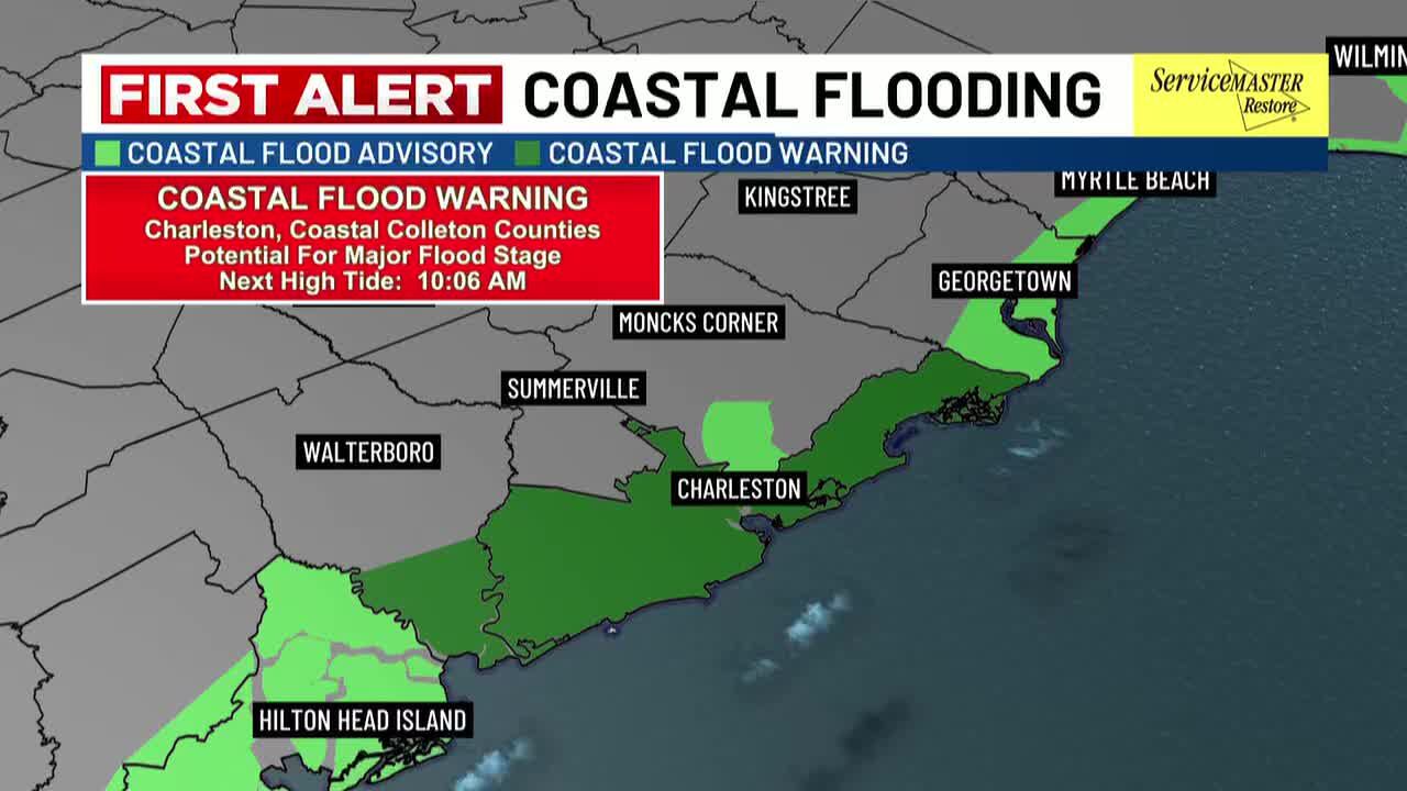 FIRST ALERT: Coastal flood warning now in effect for parts of Lowcountry