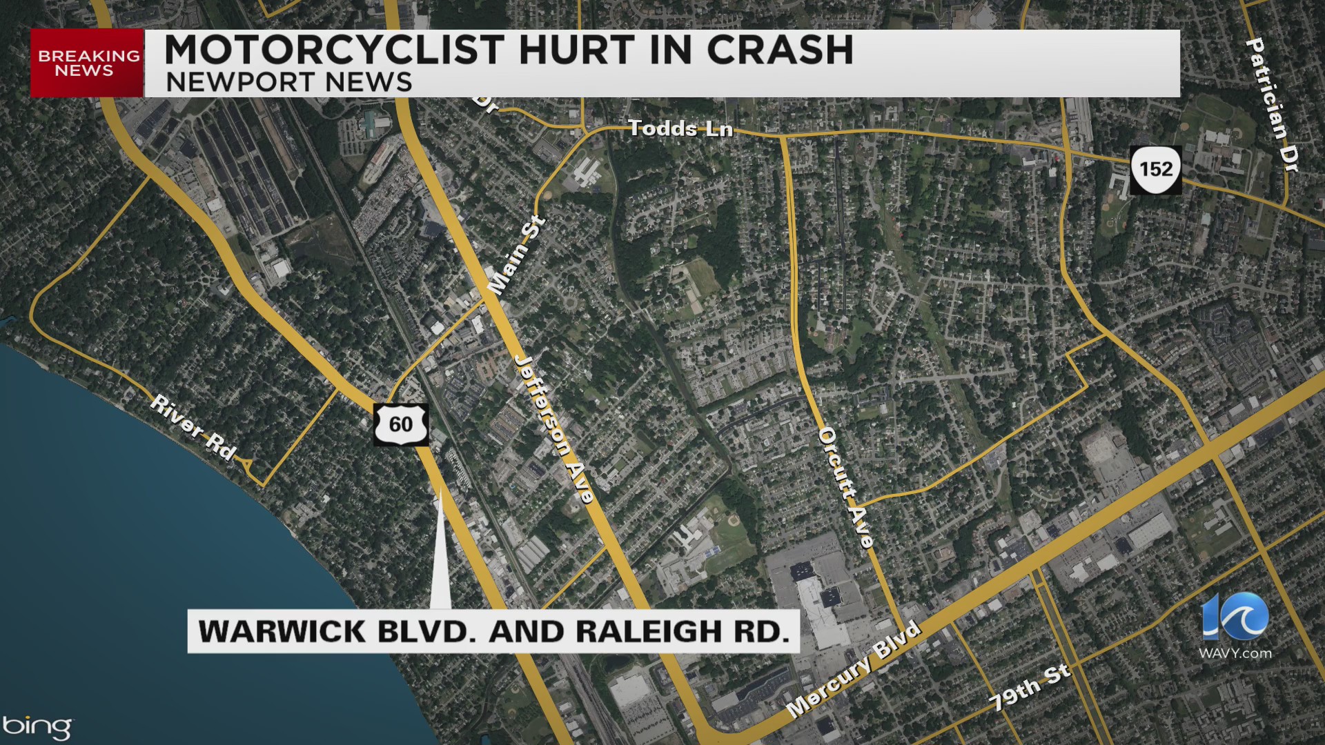NNPD: Motorcyclist seriously hurt following crash on Warwick Blvd