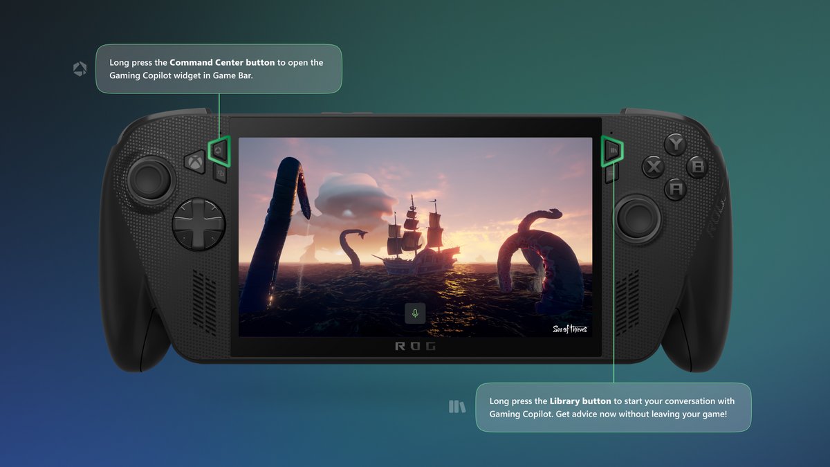 Gaming Copilot s'invite sur les consoles ROG Xbox Ally et ROG Xbox Ally X. © Microsoft