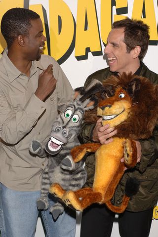 Chris Rock and Ben Stiller attend the Spanish premiere for Madagascar at Palacio de la Musica cinema on June 9, 2005 in Madrid, Spain.