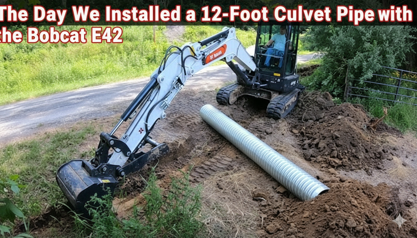 The Day We Installed a 12-Foot Culvert Pipe with the Bobcat E42