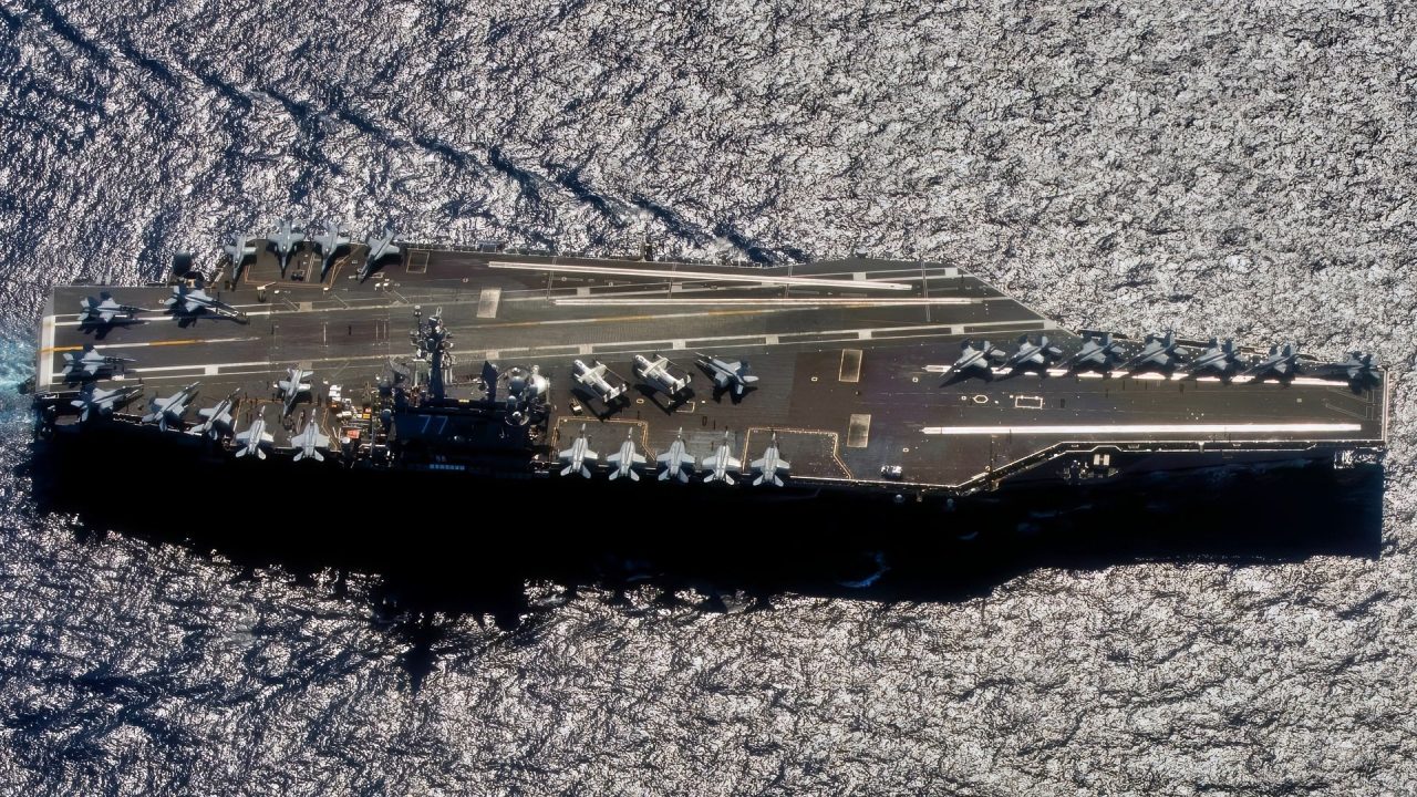 MEDITERRANEAN SEA (Feb. 21, 2017) The aircraft carrier USS George H.W. Bush (CVN 77) transits the Mediterranean Sea in support of Operation Inherent Resolve. The George H.W. Bush Carrier Strike Group is conducting naval operations in the U.S. 6th Fleet area of operations in support of U.S. national security interests. (U.S. Navy photo by Mass Communication Specialist 3rd Class Daniel Gaither/Released)