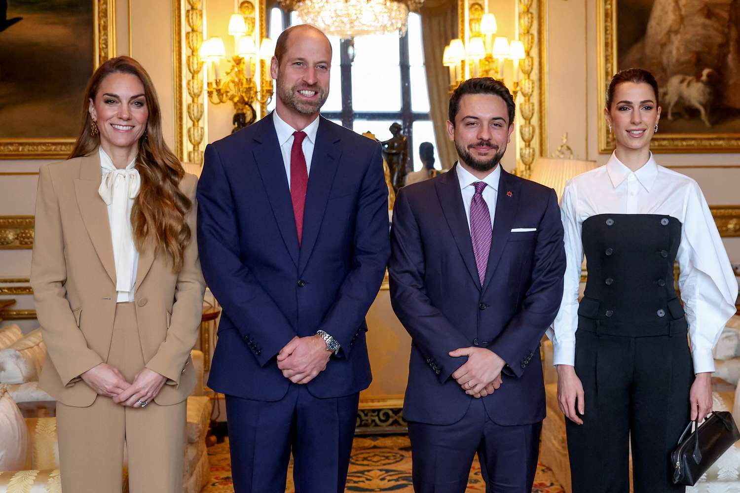 Kate Middleton and Princess Rajwa of Jordan Greet Each Other with a