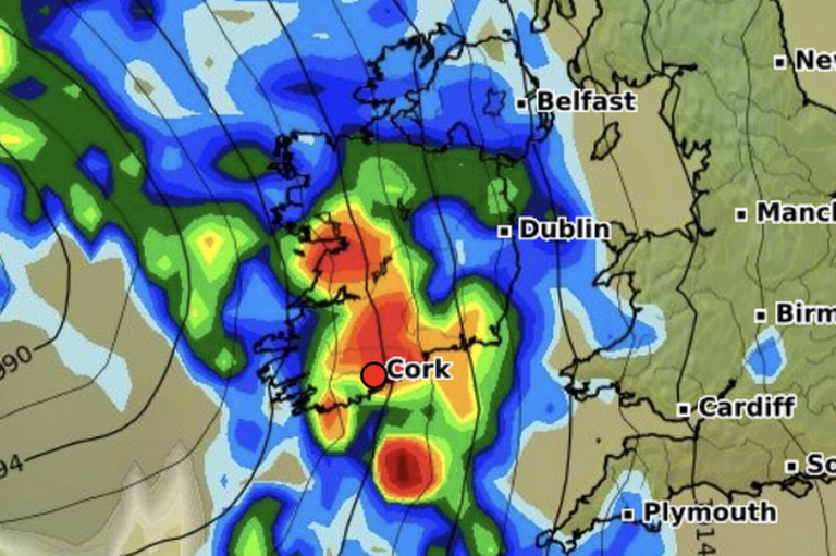 Met Éireann updates weather alert as Cork on 8-hour Status Orange warning