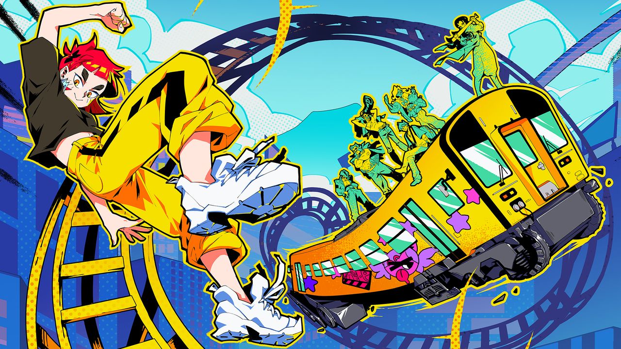 Denshattack; screens from a stylised video game