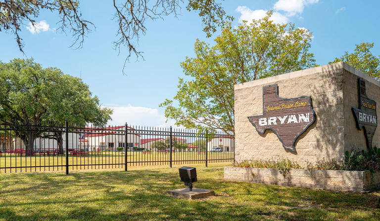 BRYAN, TEXAS – AUGUST 01: Signage is displayed near the entrance to Federal Prison Camp Bryan on August 01, 2025, in Bryan, Texas. Jeffrey Epstein’s former girlfriend, Ghislaine Maxwell, has been transferred from a federal prison in Florida to Federal Prison Camp Bryan in South Texas. The move comes on the heels of Maxwell’s case recently drawing more attention after she asked the U.S. Supreme Court to overturn her conviction. (Photo by Brandon Bell/Getty Images)