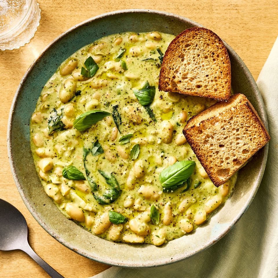 an image of the White Beans with Creamy Pesto Sauce