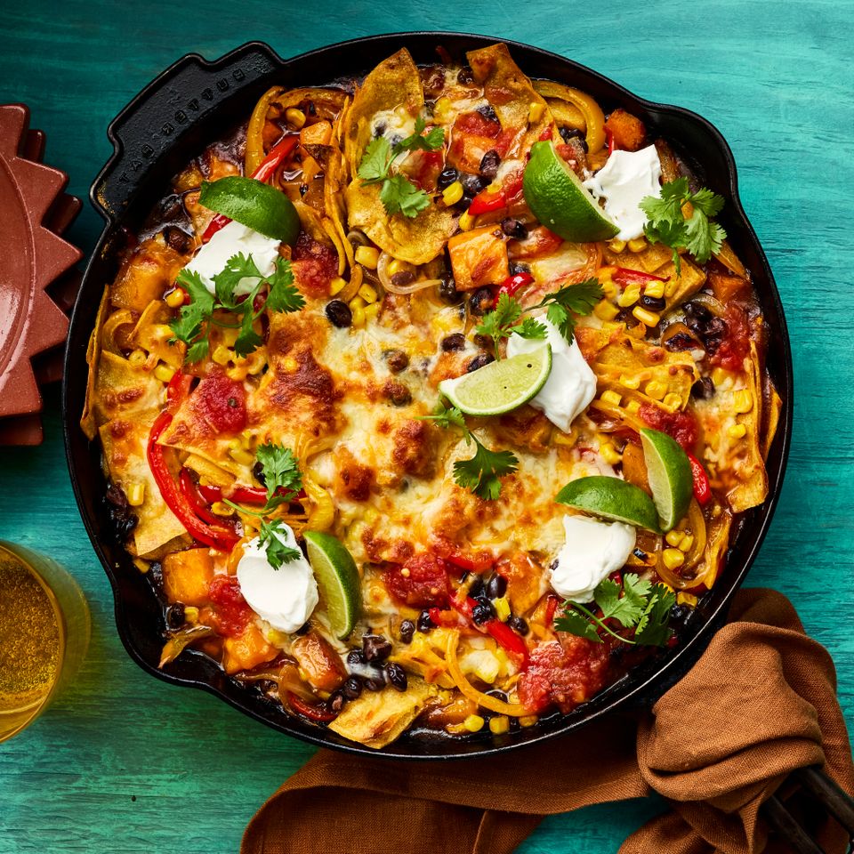 Recipe image of Butternut Squash & Black Bean Enchilada Skillet.