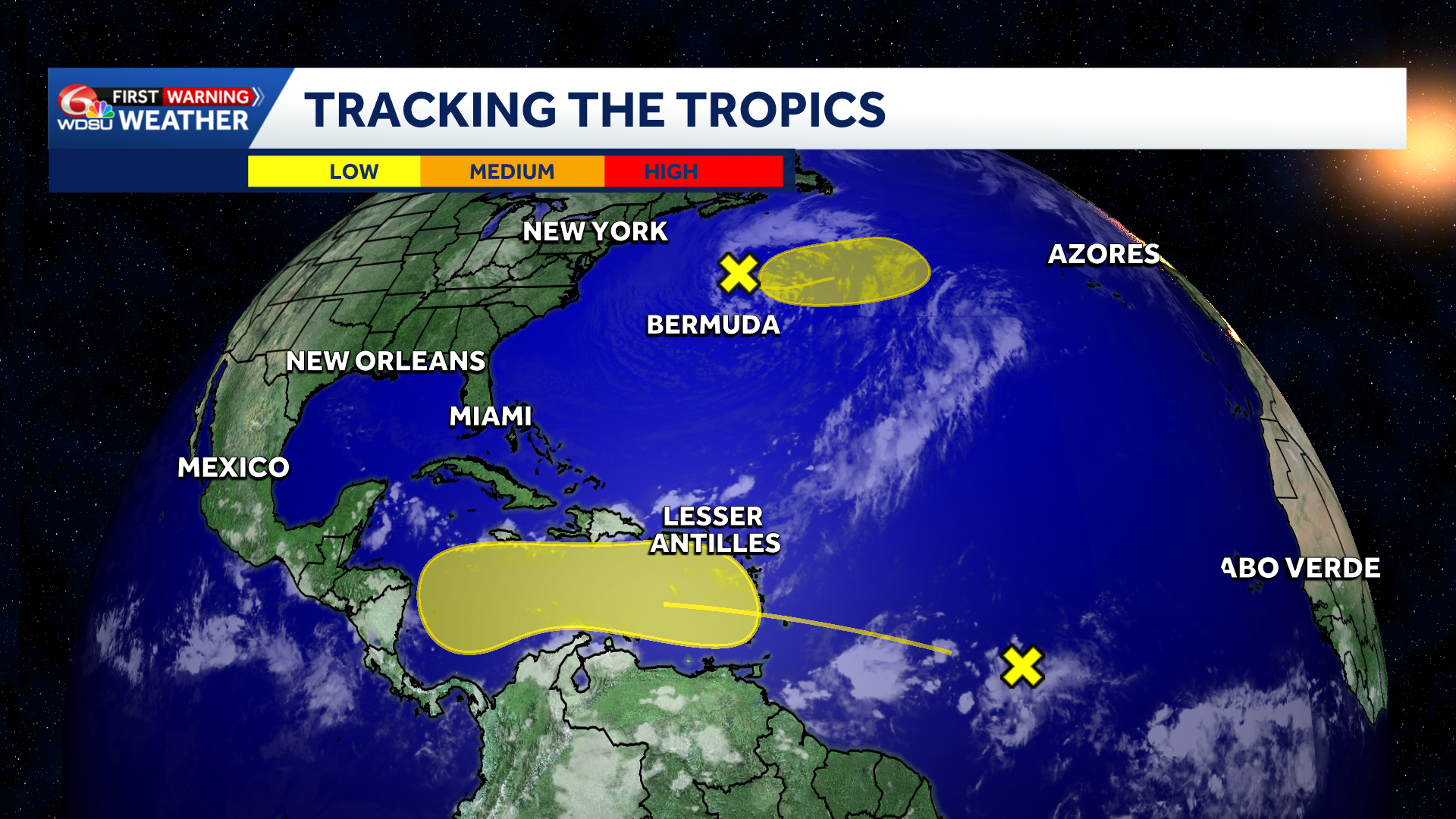 A low chance of development in the Caribbean and in the Atlantic