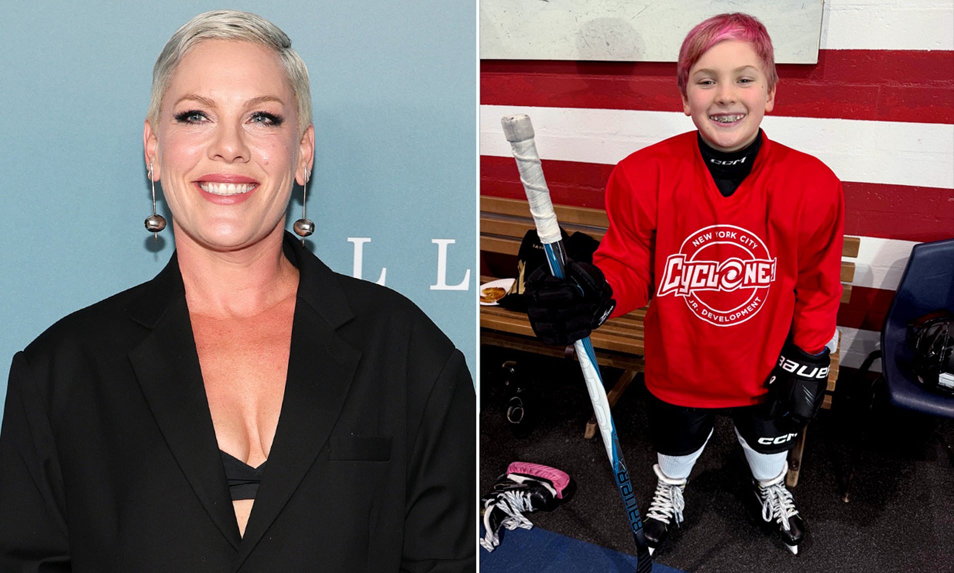 Pink's eightyearold son debuts bold new hair as an homage to his