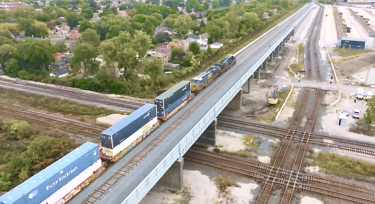 First CSX train crosses Chicago's Forest Hill Flyover, major CREATE project