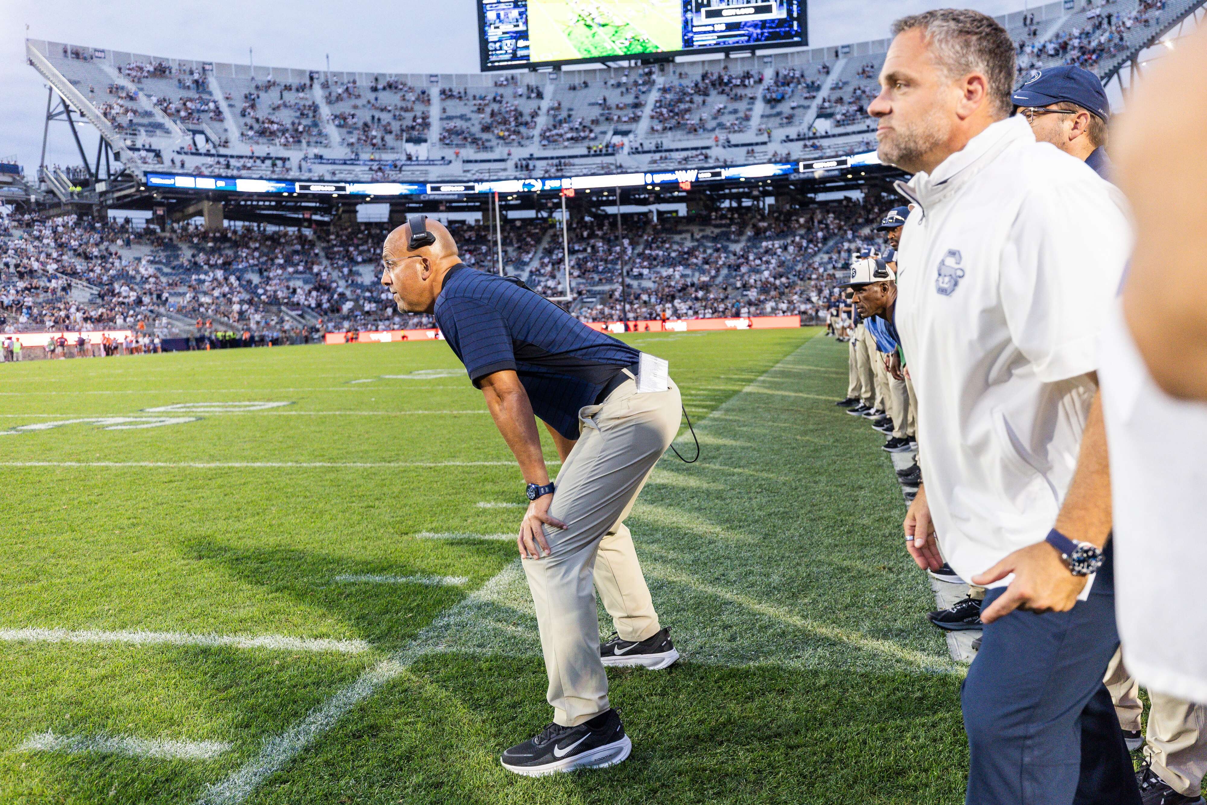 Penn State head coach James Franklin and Athletic Director Pat Kraft watch as Villanova scores a touchdown on the last play of the game on Sept. 13, 2025. Joe Hermitt | jhermitt@pennlive.com Joe Hermitt | jhermitt@pennlive.com