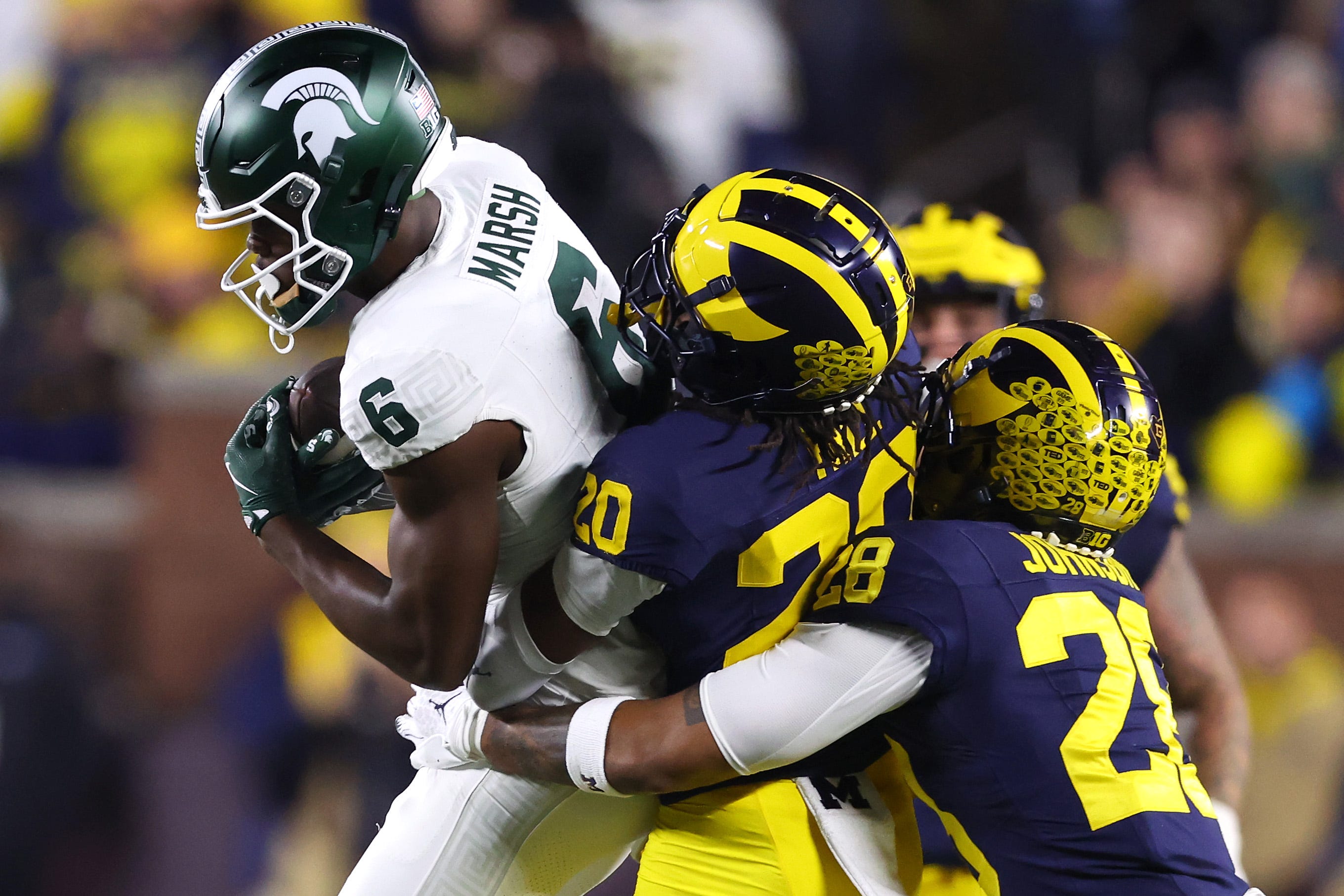 MSU star WR Nick Marsh talks UM rivalry, knowing 'cheap shots' are ...