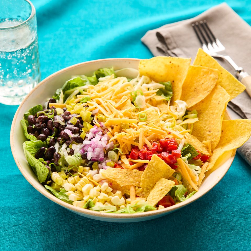 a recipe photo of Black Bean Taco Bowls with Lime Crema