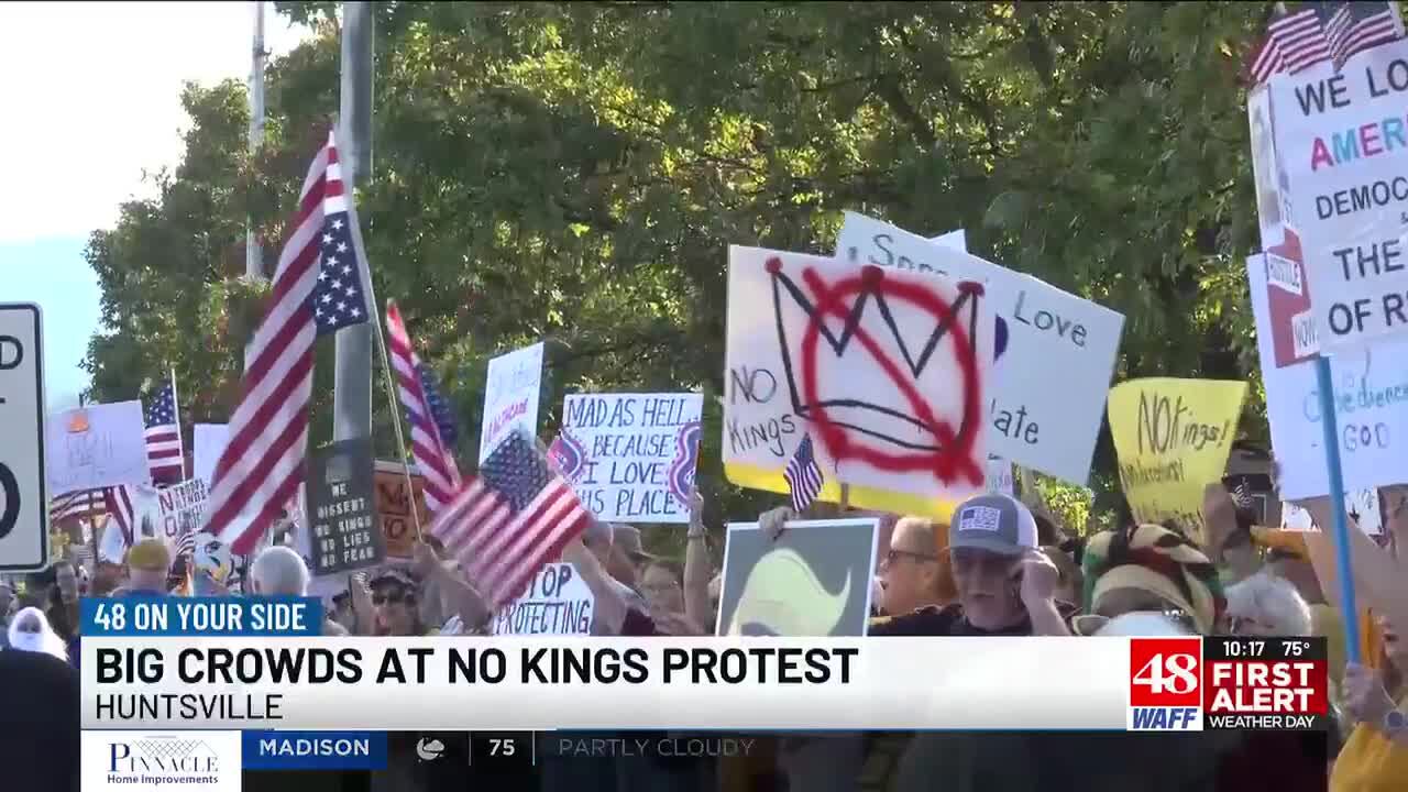 Thousands protest in North Alabama on second nationwide No Kings Day