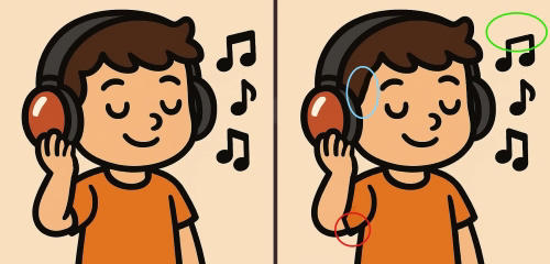 Spot the 3 Differences in Boy Listening to Music Beat the 45-Second ...