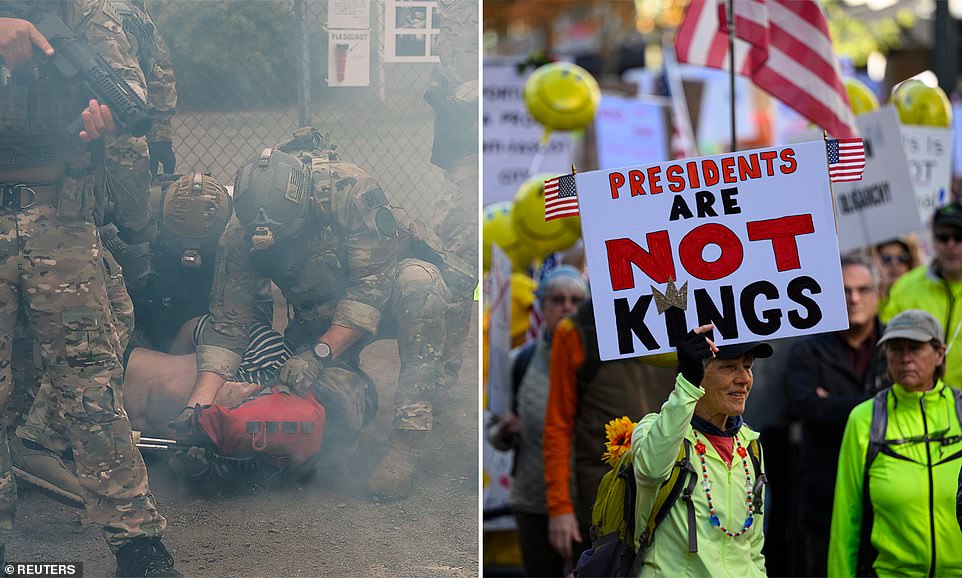Tear gas fired outside Portland ICE facility at No Kings Day protest