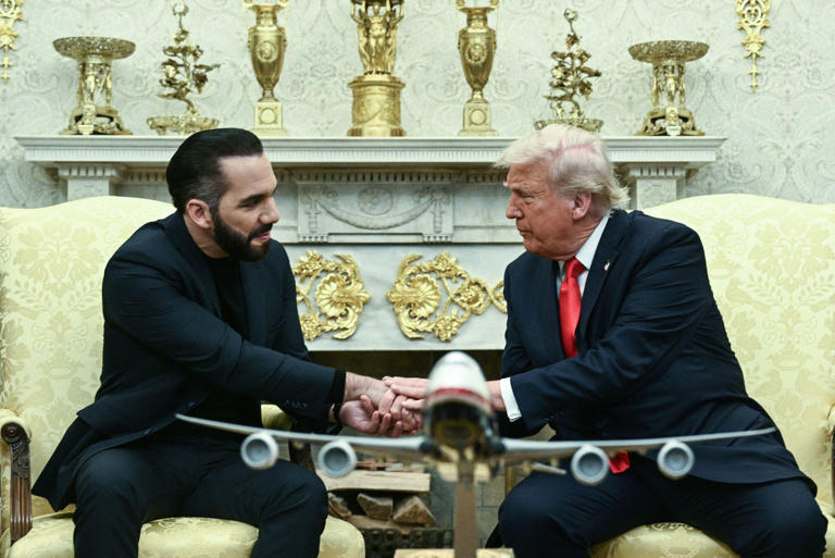 Trump was reportedly eager to ink a deal with Salvadoran president Nayib Bukele to quickly deported Venezuelans to his CECOT prison before a judge could intervene (AFP via Getty Images)