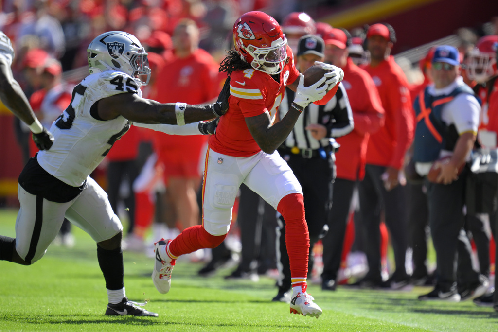 Patrick Mahomes leads Chiefs to 31-0 rout of Raiders as Rashee Rice ...